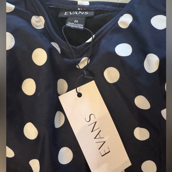 EVANS | Nautical dot V-neck tankini top Navy white | Sz Plus 20 NWT - Picture 2 of 8